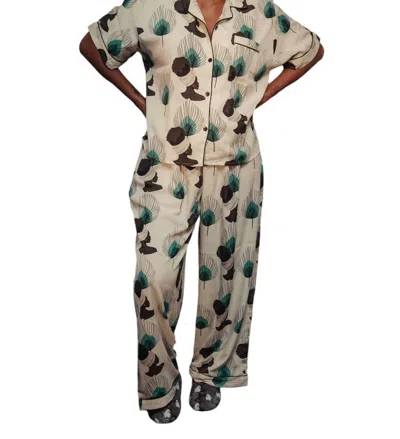 Izzy & Liv Women's Botanical Feathers Pajama Set In Cream In White