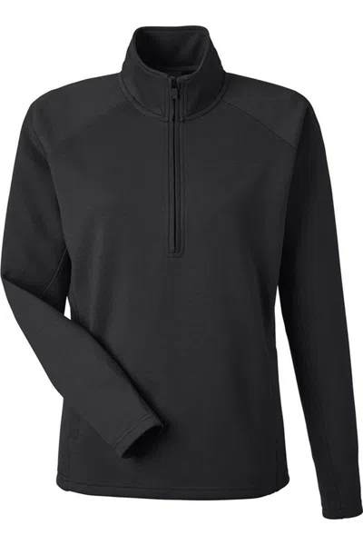 J America Women's Apex Fleece Quarter-zip Pullover In Black