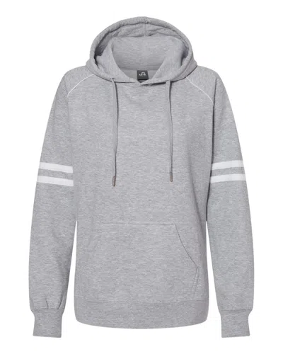 J America Women's Varsity Fleece Piped Hooded Sweatshirt In Gray