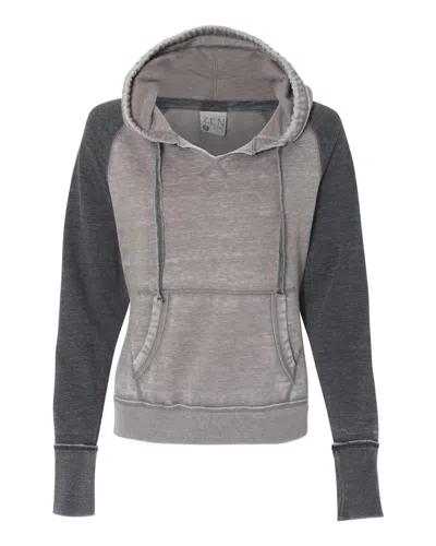 J America Women's Zen Fleece Raglan Hooded Sweatshirt In Gray