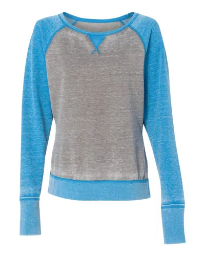 J America Women's Zen Fleece Raglan Sweatshirt In Blue