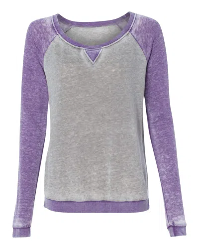 J America Women's Zen Fleece Raglan Sweatshirt In Purple