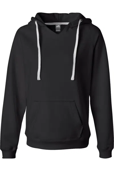 J America Women´s Sueded V-neck Hooded Sweatshirt In Black