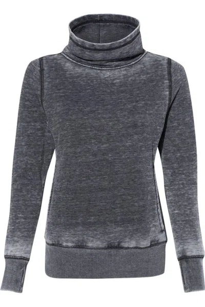 J America Womens Zen Fleece Cowl Neck Sweatshirt In Yellow