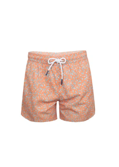 J & Josh Boys Swimshorts Orange Flowers In Pink