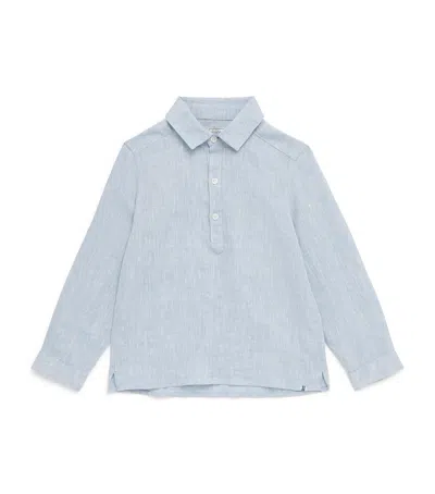 J & Josh Kids' Cotton-linen Kaftan Shirt In Blue