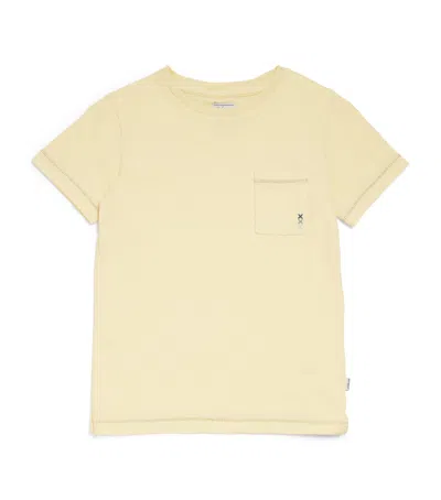 J & Josh Kids' Cotton-linen Pocket T-shirt In Yellow