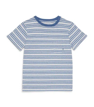 J & Josh Kids' Cotton-linen Striped T-shirt In Blue