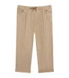 J & Josh Flannel Drawstring Trousers In Brown