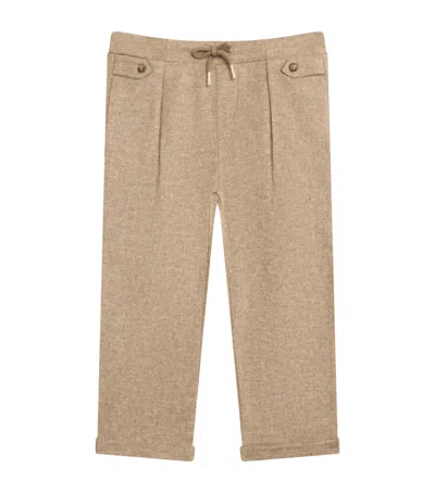 J & Josh Kids' Flannel Drawstring Trousers In Brown