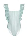 J & Josh Girl Swimsuit Stripes Green