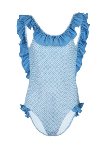 J & Josh Girls One Piece Sky Blue Geo