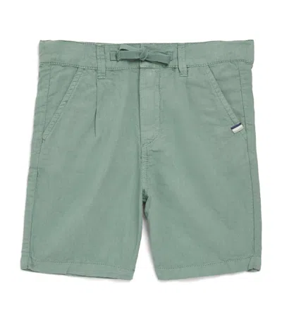 J & Josh Kids' Linen-cotton Bermuda Shorts In Green
