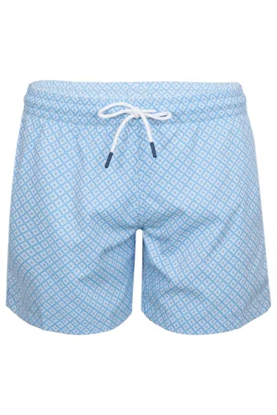 J & Josh Men Men Swim Short Sky Blue Geo