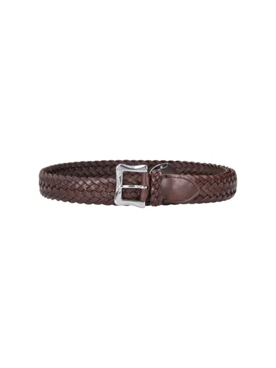 J & M Davidson Braided Leather Belt In Brown
