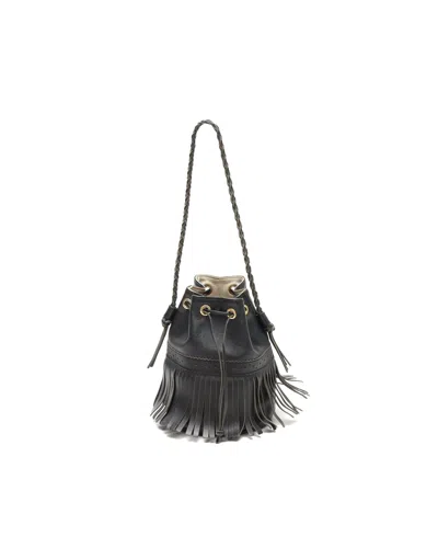 Pre-owned J & M Davidson J&m Davidson Fringe Carnaval Bucket Bag In Black