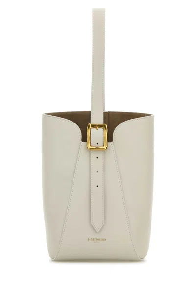 J & M Davidson Ivory Leather Quiver Nano Mini Bucket Bag In White