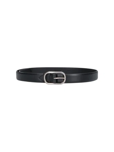 J & M Davidson Men's Smooth Calf Leather Belt With Buckle In Black