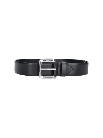 J & M Davidson Smooth Calf Leather Belt In Black