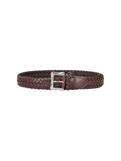 J & M Davidson Woven Belt In Brown