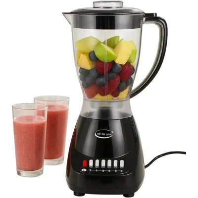 J&v Textiles 10 Speed Countertop Blender, Juicer & Smoothie Maker, Slim Flip & Store Design, Dishwasher Safe 51oz In Black