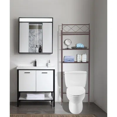 J&v Textiles 10" W X 65" H X 22.8" D Over-the-toilet Storage In Silver