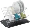 J&v Textiles 17 Inch X Shaped Stainless Steel 2-tier Dish Rack For Kitchen Counter In Black