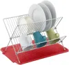J&v Textiles 17 Inch X Shaped Stainless Steel 2-tier Dish Rack For Kitchen Counter In Red