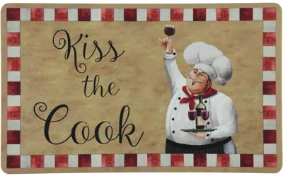 J&v Textiles 2-pack Premium Comfort Kitchen Mats (kiss The Cook)