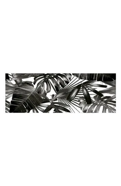 J&v Textiles J And V Textiles 20" X 55" Anti Fatigue Kitchen Mat In Black Palm Leaves