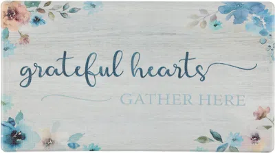 J&v Textiles 20"x36" Feel At Ease Anti-fatigue Kitchen Mat (grateful Hearts Gather) In Blue