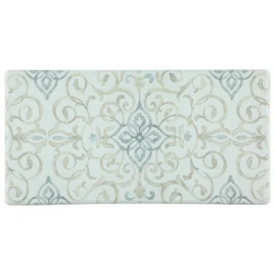 J&v Textiles Oversized 20"x39" Anti-fatigue Embossed Floor Mat (poppy Sketch Tile Blue)