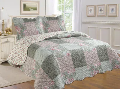 J&v Textiles 3-piece Cotton Blend Reversible Quilt Set