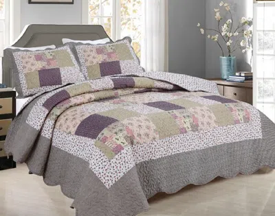 J&v Textiles 3-piece Cotton Blend Reversible Quilt Set