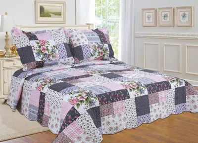 J&v Textiles 3-piece Cotton Blend Reversible Quilt Set