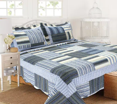 J&v Textiles 3-piece Cotton Blend Reversible Quilt Set