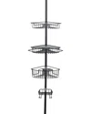 J&v Textiles 4-tier Rustproof Shower Caddy Corner Organizer With Adjustable Shelves And Tension Pole In Gray