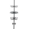 J&v Textiles 4-tier Rustproof Shower Caddy Corner Organizer With Adjustable Shelves And Tension Pole In Black