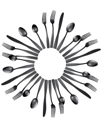 J&v Textiles 40pc Stainless Steel Silverware Set In Black