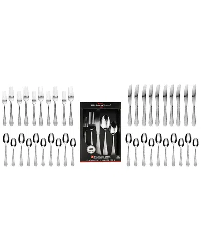 J&v Textiles 40pc Stainless Steel Silverware Set In Metallic