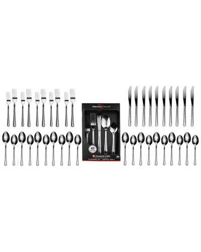 J&v Textiles 40pc Stainless Steel Silverware Set In Metallic