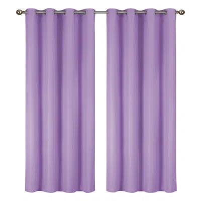 J&v Textiles 54" X 84" Insulated Grommet Top Blackout Curtain Panels In Purple