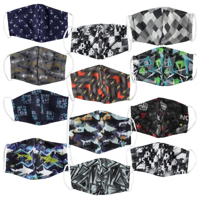 J&v Textiles 6-pack: Men's Reusable Machine Washable Masks Mystery (3 Solid + 3 Prints) In Multi