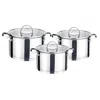 J&v Textiles 6-piece Polished Stainless Steel Cookware Set With Lids 1.9qt, 2.7qt, 3.6qt