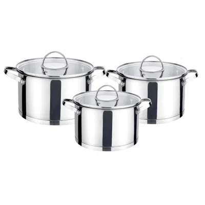 J&v Textiles 6-piece Polished Stainless Steel Cookware Set With Lids 1.9qt, 2.7qt, 3.6qt
