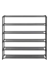 J&v Textiles J And V Textiles 6-tier Shoe Rack 6-tier Wood Top Shoe Rack In Black
