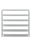 J&v Textiles J And V Textiles 6-tier Shoe Rack 6-tier Wood Top Shoe Rack In Gray
