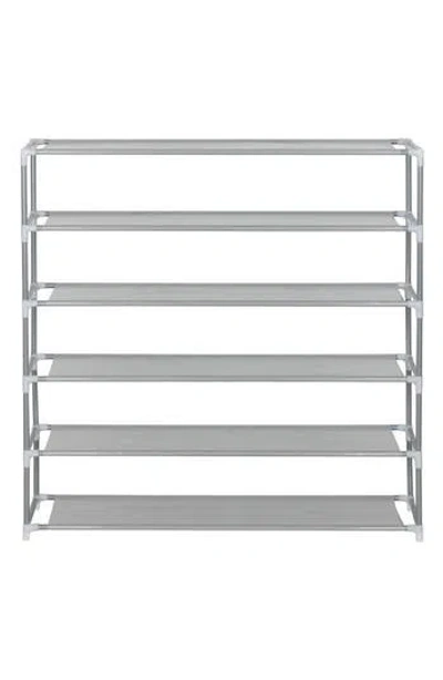 J&v Textiles J And V Textiles 6-tier Shoe Rack 6-tier Wood Top Shoe Rack In Gray