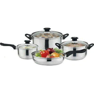 J&v Textiles 7 Piece Stainless Steel Non Stick Cookware Set In Silver