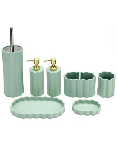 J&v Textiles 7pc Resin Bathroom Accessories Set In Green